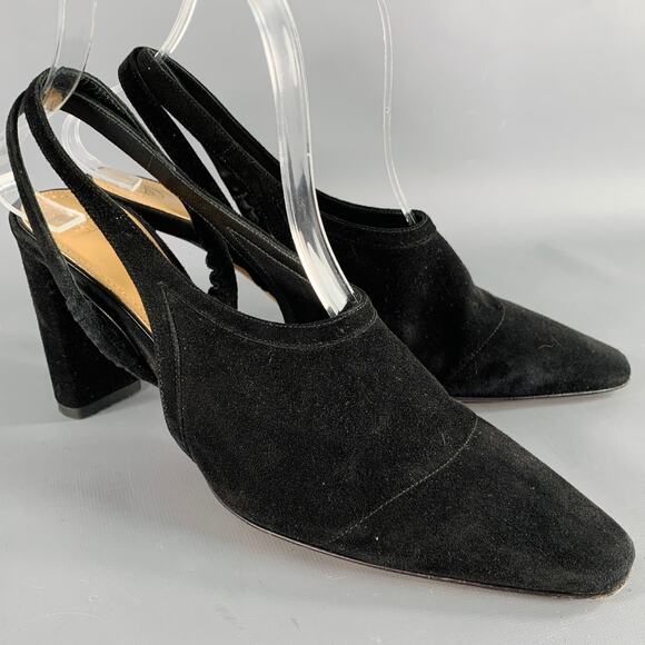 THE ROW Size 7.5 Black Suede Slingback Pumps - Picture 1 of 8